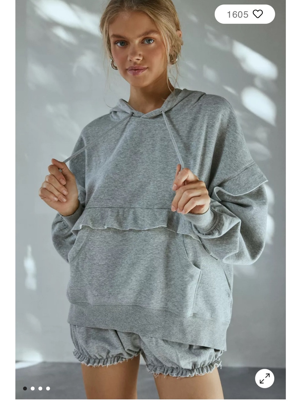 Urban Outfitters (out from under) Grey Ruffle Hoodie Sweatshirt